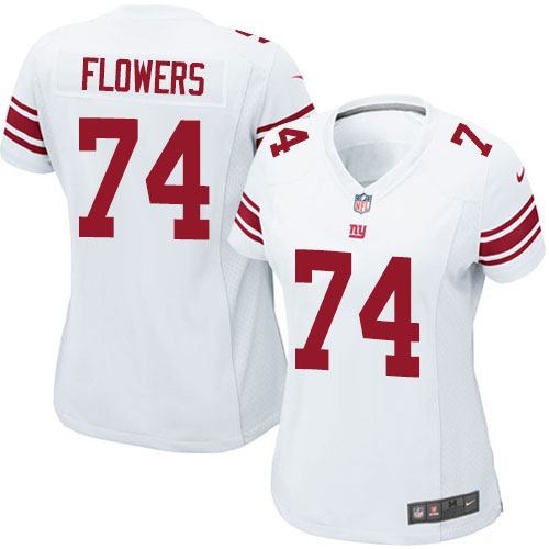 Women's Limited Ereck Flowers Nike Jersey White Road - #74 NFL New York Giants